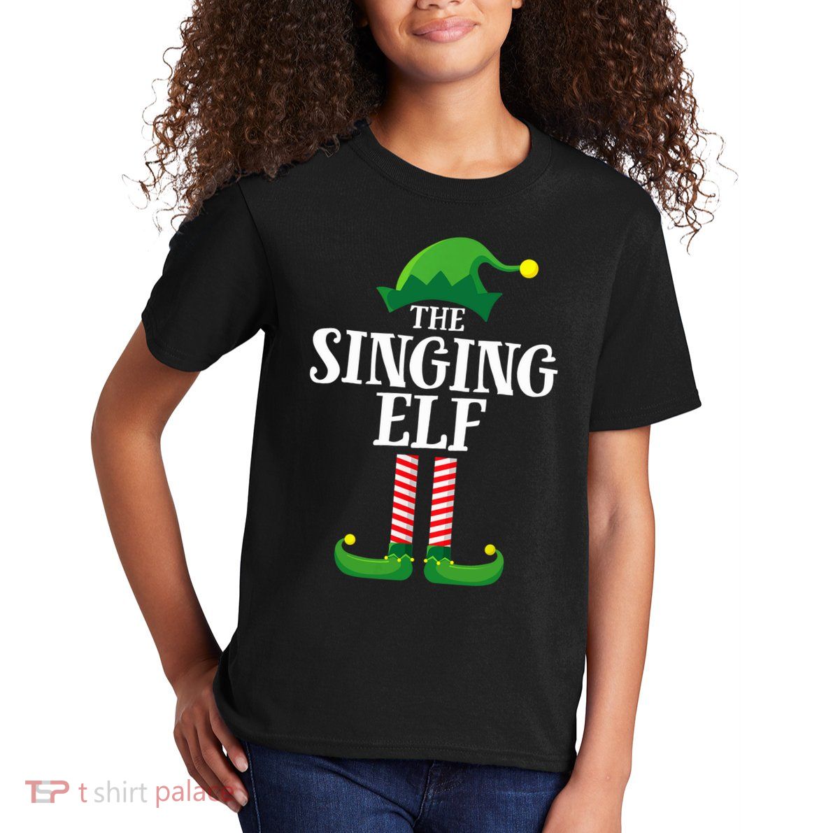 Singing Elf Matching Family Group Christmas Party Kids T-Shirt