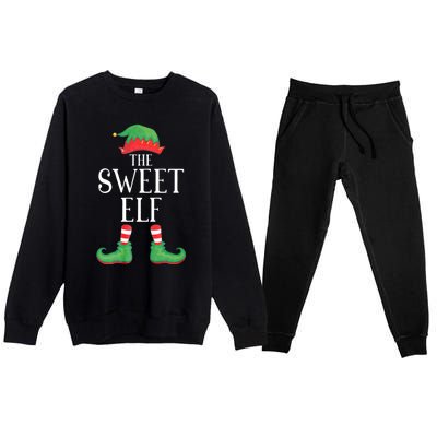 Sweet Elf Matching Group Xmas Funny Family Christmas Premium Crewneck Sweatsuit Set