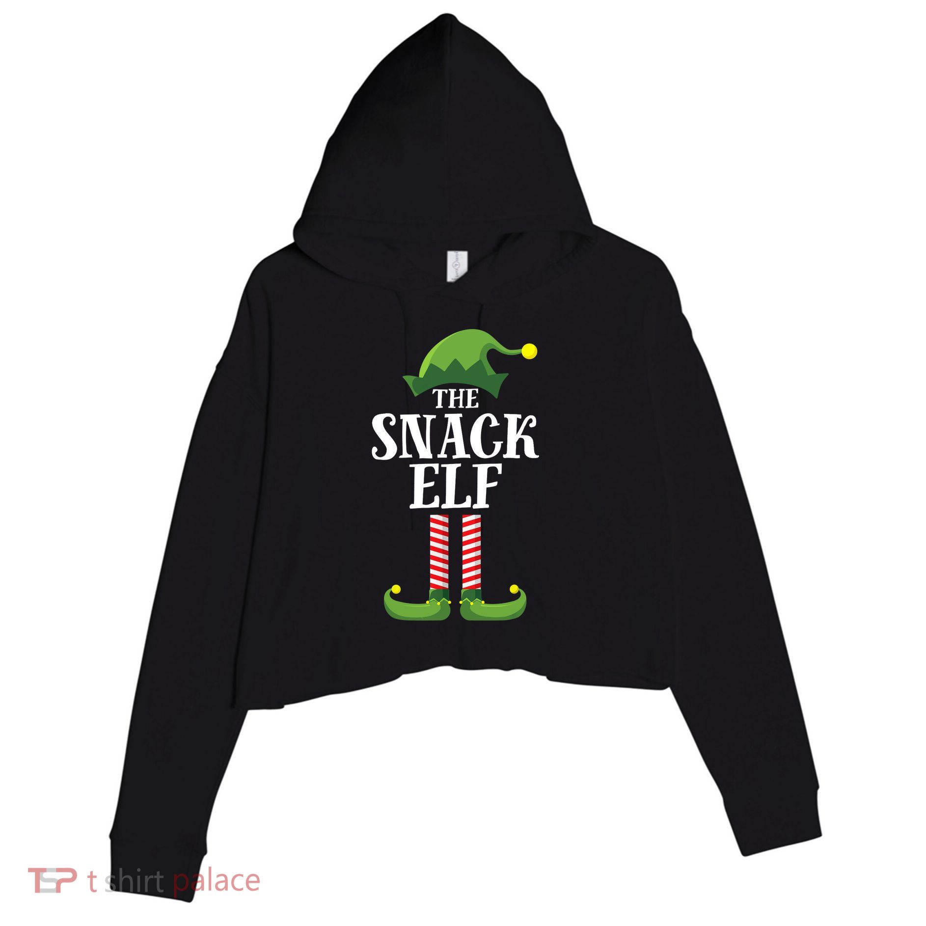 Snack Elf Matching Family Group Christmas Party Crop Fleece Hoodie