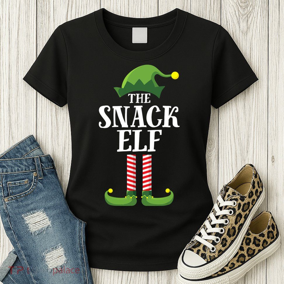 Snack Elf Matching Family Group Christmas Party Womens T-Shirt