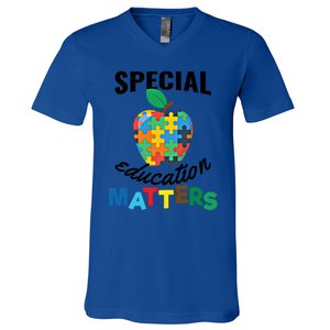 Special Education Matters Autism Awareness Gift Cool Gift V-Neck T-Shirt