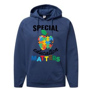 Special Education Matters Autism Awareness Gift Cool Gift Performance Fleece Hoodie