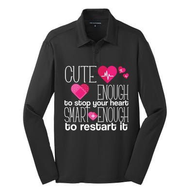 Smart Enough Nurse Cute Gift Nursing Student Lpn Rn Silk Touch Performance Long Sleeve Polo