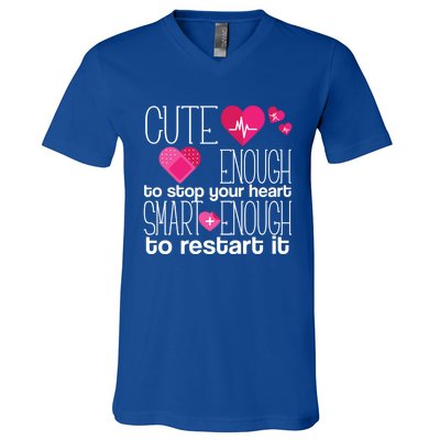 Smart Enough Nurse Cute Gift Nursing Student Lpn Rn V-Neck T-Shirt