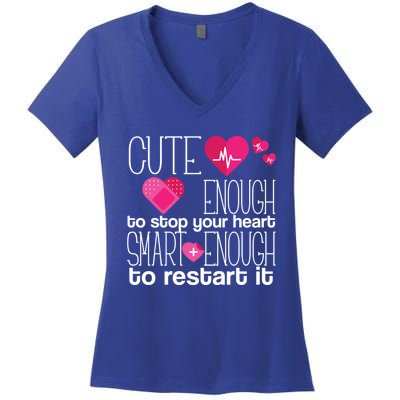 Smart Enough Nurse Cute Gift Nursing Student Lpn Rn Women's V-Neck T-Shirt