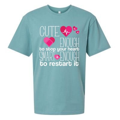 Smart Enough Nurse Cute Gift Nursing Student Lpn Rn Sueded Cloud Jersey T-Shirt