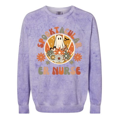 Spooktacular Er Nurse Emergency Room Nurse Halloween Er Rn Gift Colorblast Crewneck Sweatshirt