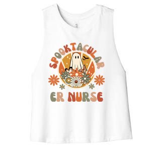 Spooktacular Er Nurse Emergency Room Nurse Halloween Er Rn Gift Women's Racerback Cropped Tank