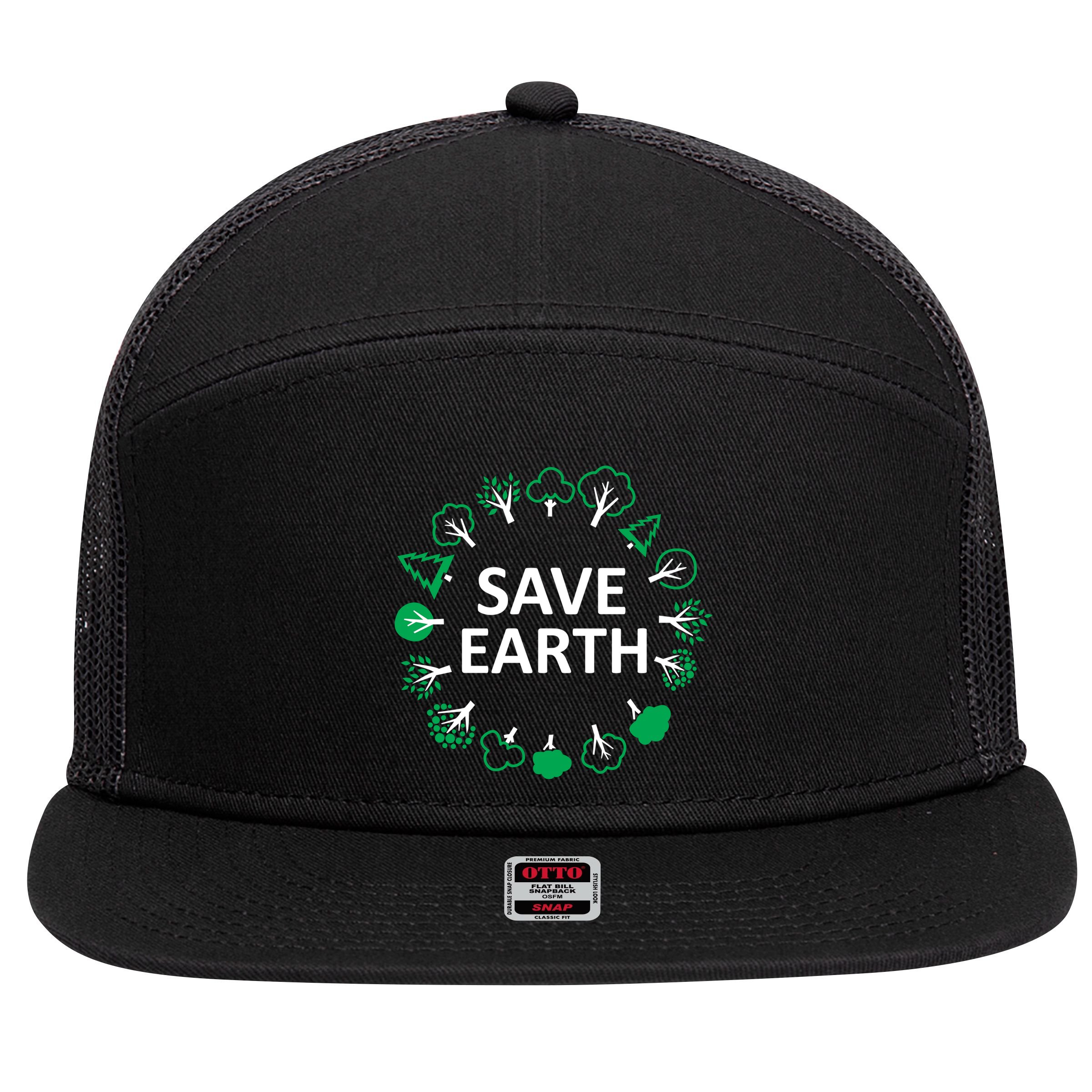 Save Earth Nature Trees 7 Panel Mesh Trucker Snapback Hat