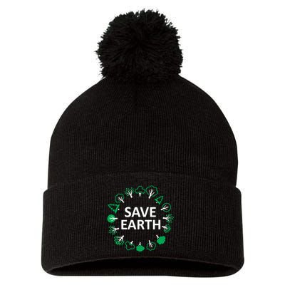 Save Earth Nature Trees Pom Pom 12in Knit Beanie