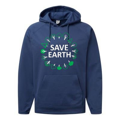 Save Earth Nature Trees Performance Fleece Hoodie