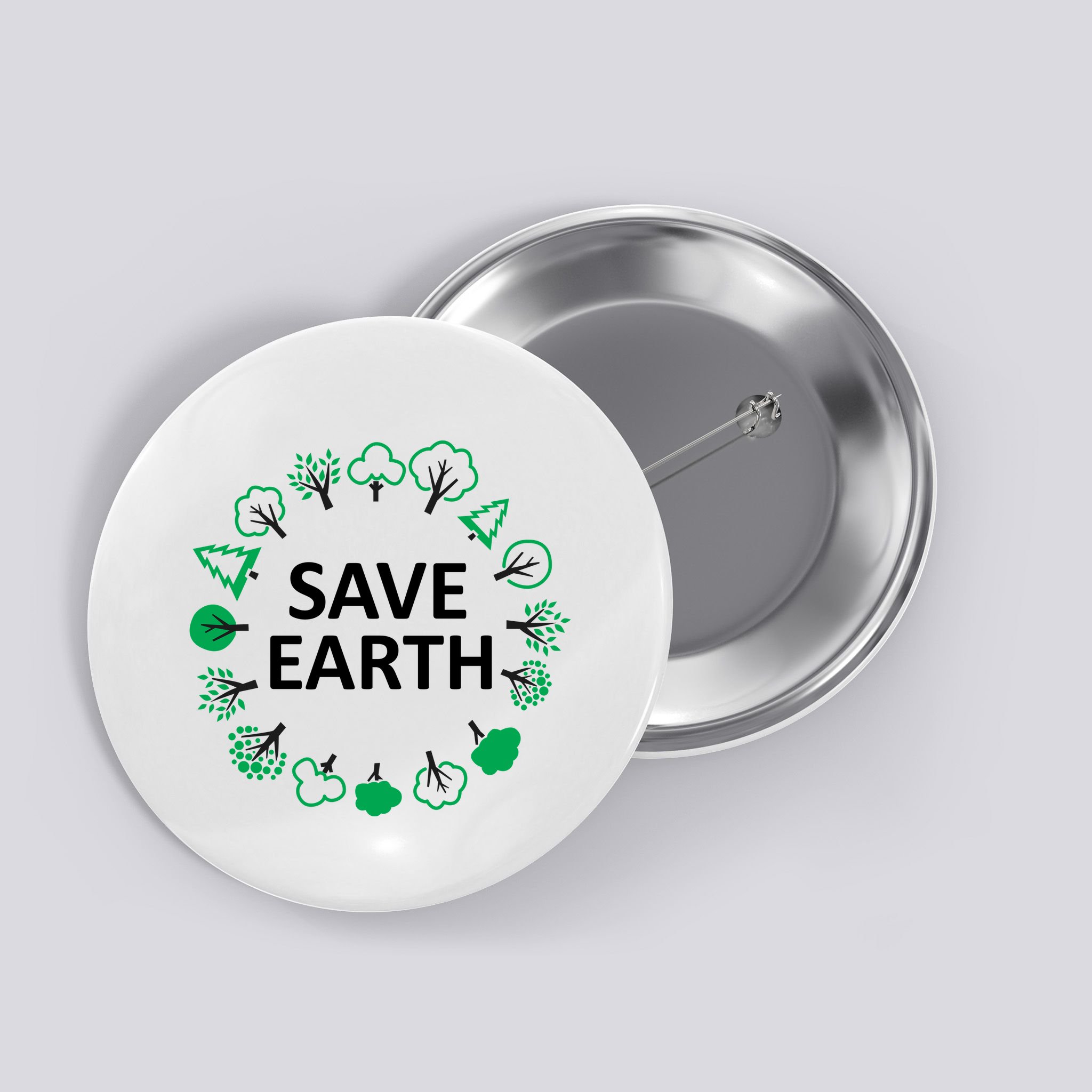 Save Earth Nature Trees Button