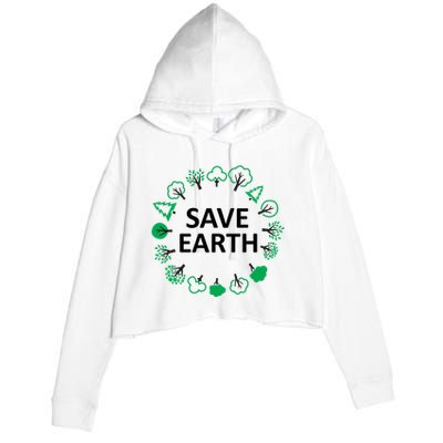 Save Earth Nature Trees Crop Fleece Hoodie