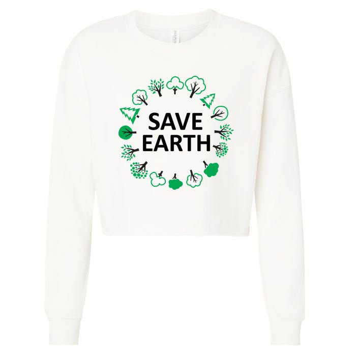 Save Earth Nature Trees Cropped Pullover Crew