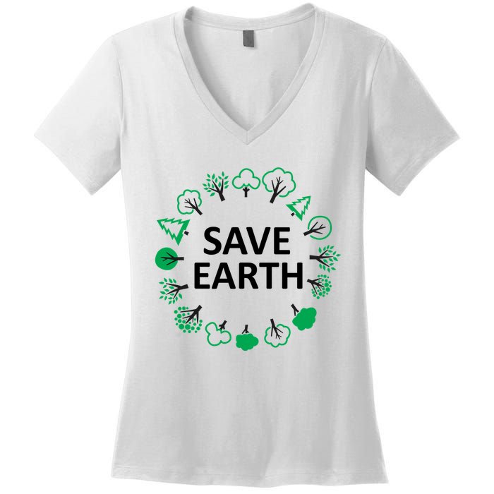 Save Earth Nature Trees Women's V-Neck T-Shirt