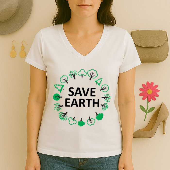 Save Earth Nature Trees Women's V-Neck T-Shirt