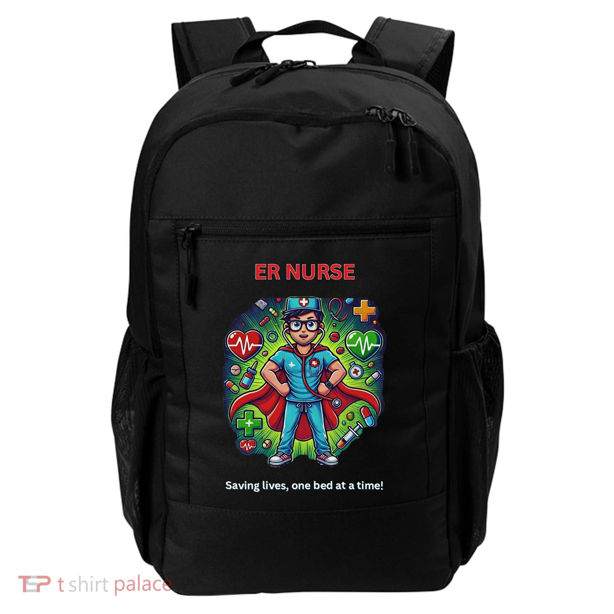 Superhero Er Nurse Design “Saving Lifes One Bed At A Time” Daily Commute Backpack
