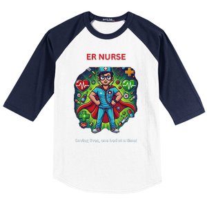 Superhero Er Nurse Design “Saving Lifes One Bed At A Time” Baseball Sleeve Shirt