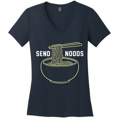 Send Noodles Funny Bowl Of Noodles Women's V-Neck T-Shirt