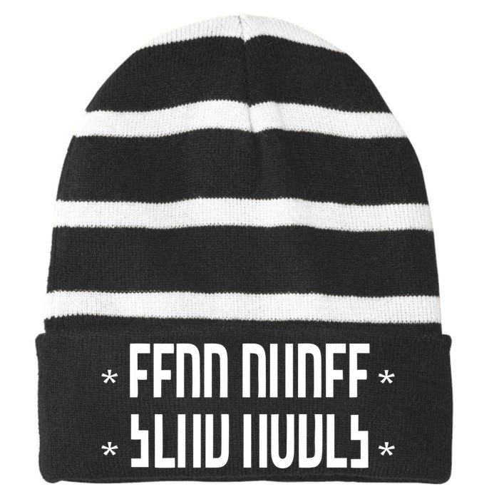 Send Nudes Hidden Message Striped Beanie with Solid Band