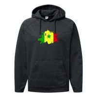 Senegal Flag Grunge Performance Fleece Hoodie