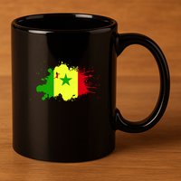 Senegal Flag Grunge 11oz C Handle Ceramic Mug