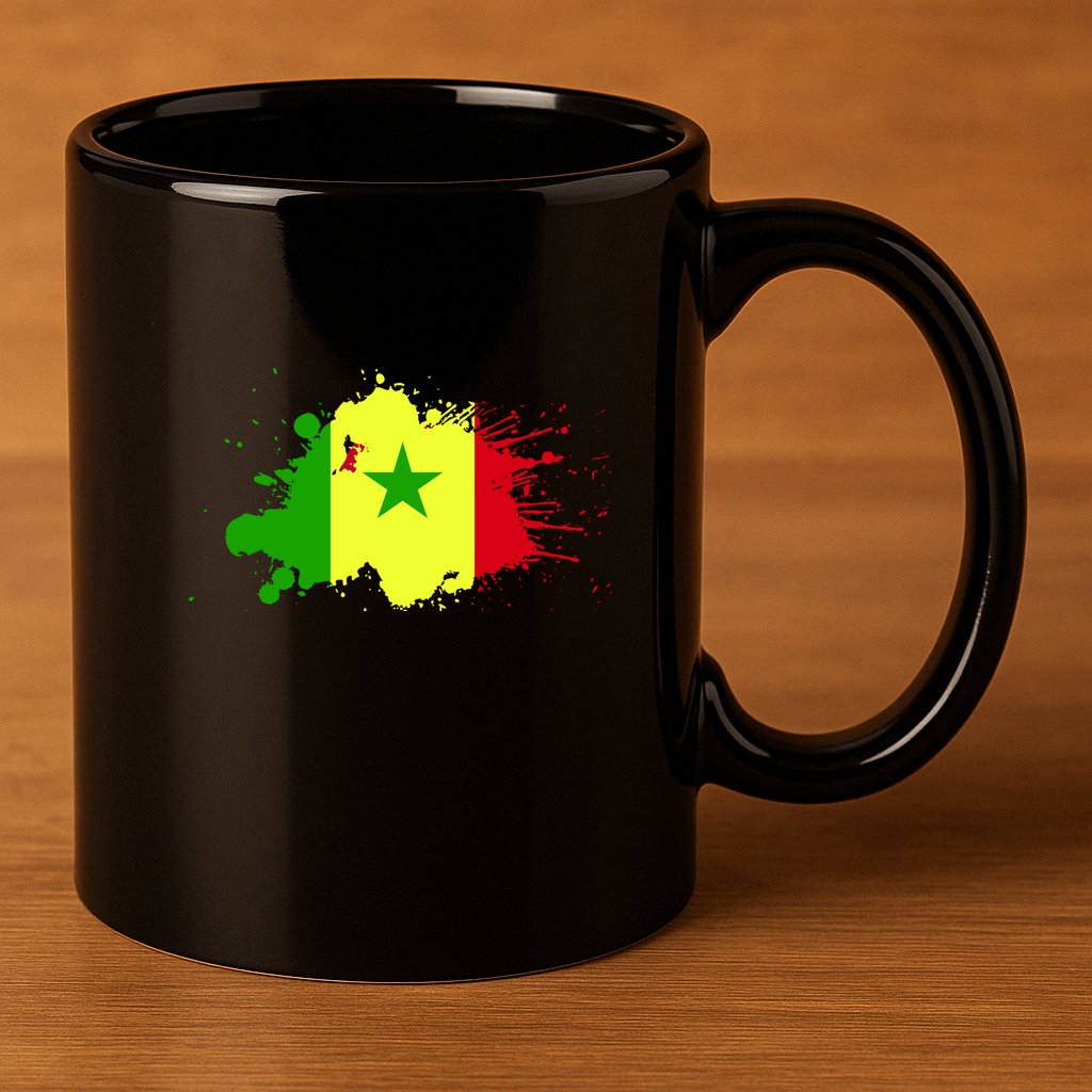 Senegal Flag Grunge 11oz C Handle Ceramic Mug
