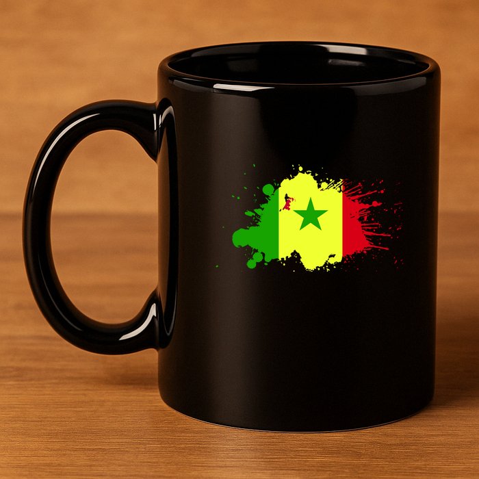Senegal Flag Grunge 11oz C Handle Ceramic Mug