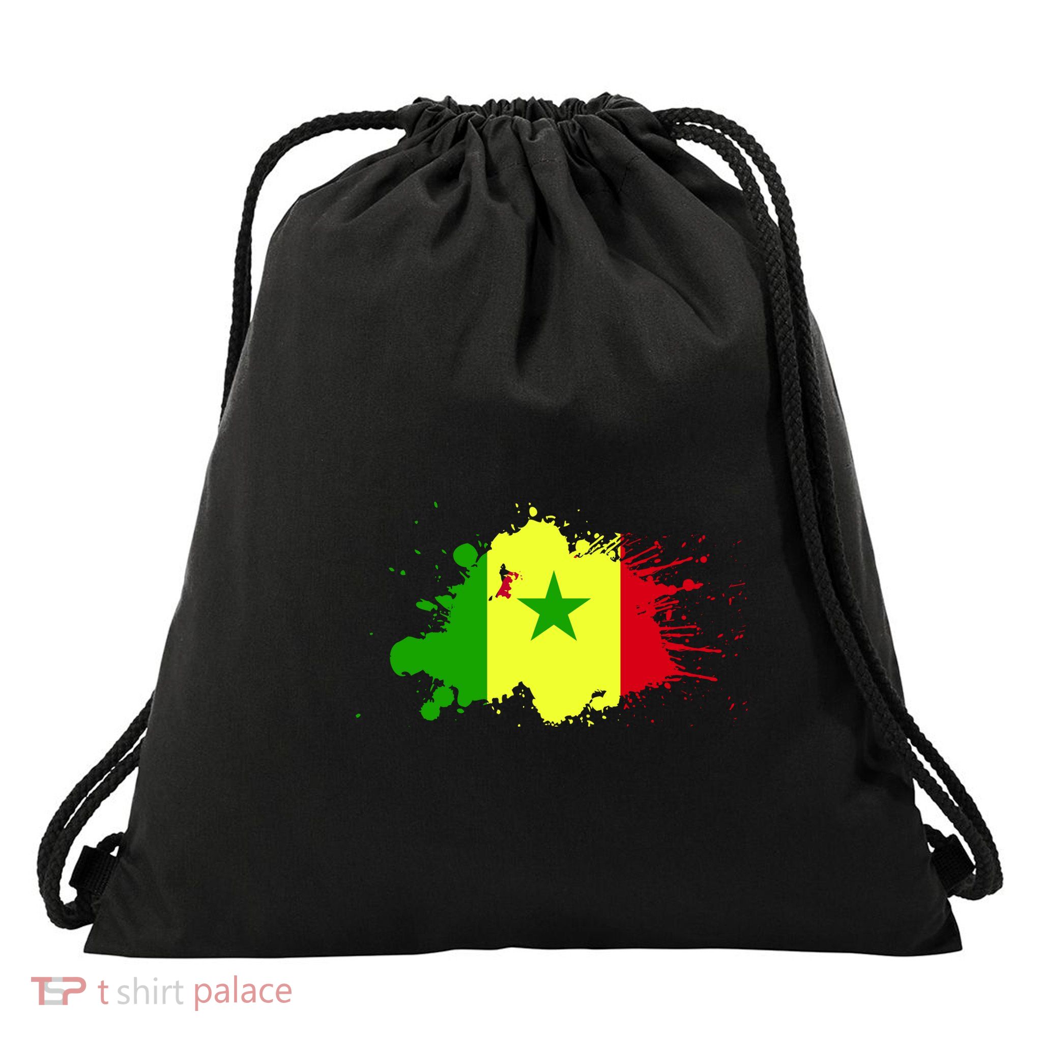Senegal Flag Grunge Drawstring Bag