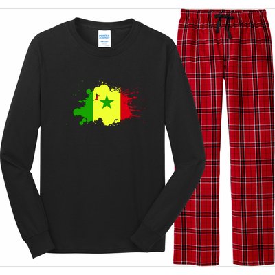 Senegal Flag Grunge Long Sleeve Pajama Set