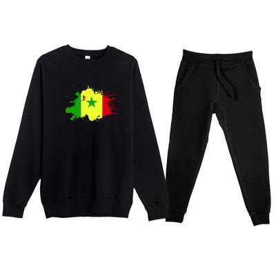 Senegal Flag Grunge Premium Crewneck Sweatsuit Set