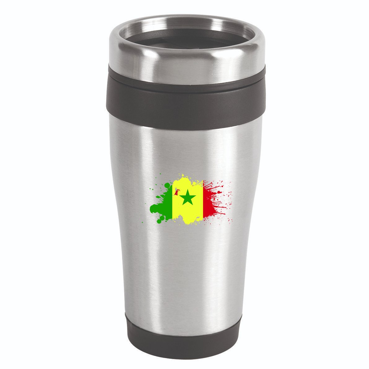 Senegal Flag Grunge 16oz Travel Tumbler