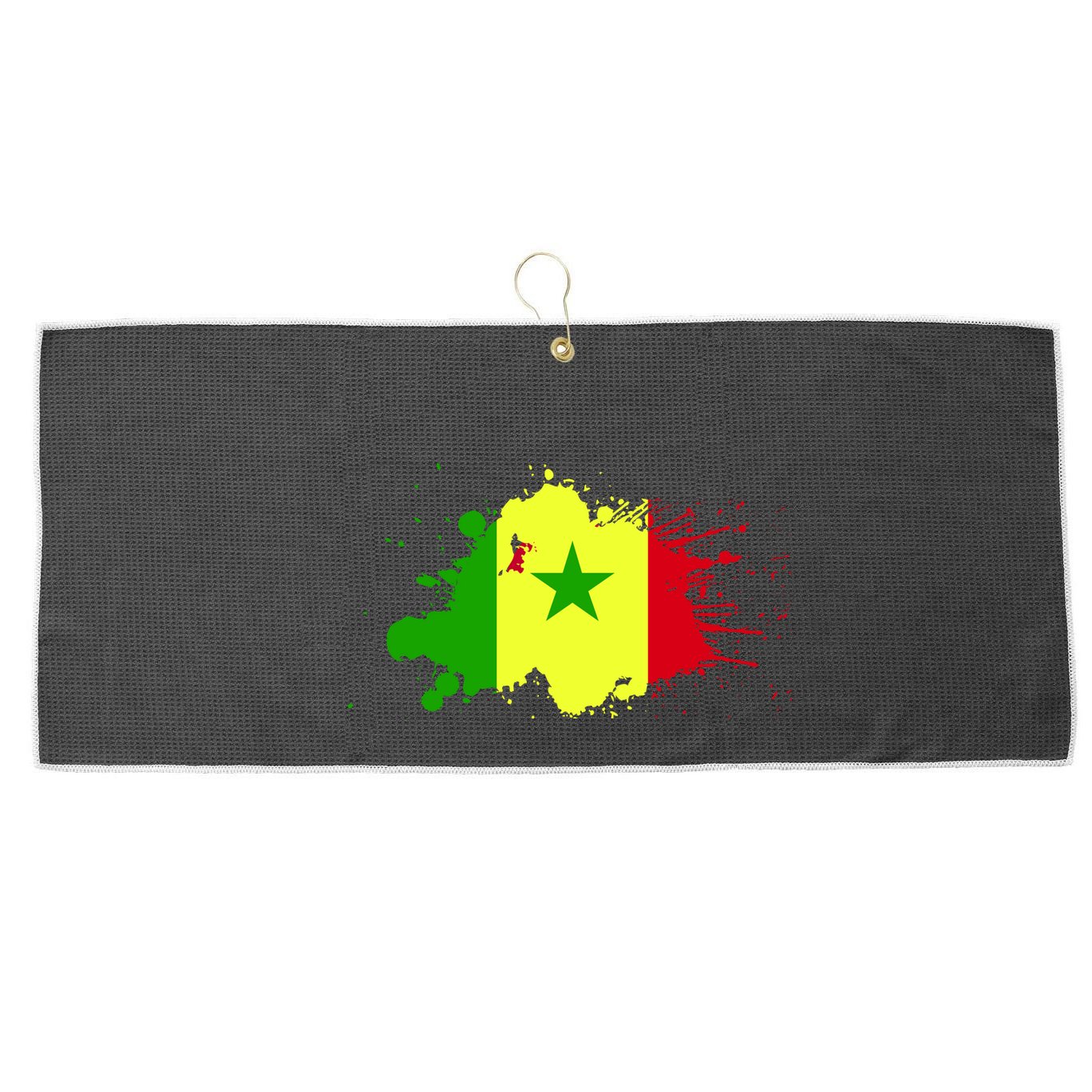 Senegal Flag Grunge Large Microfiber Waffle Golf Towel