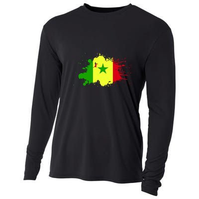 Senegal Flag Grunge Cooling Performance Long Sleeve Crew