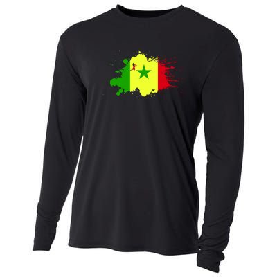 Senegal Flag Grunge Cooling Performance Long Sleeve Crew