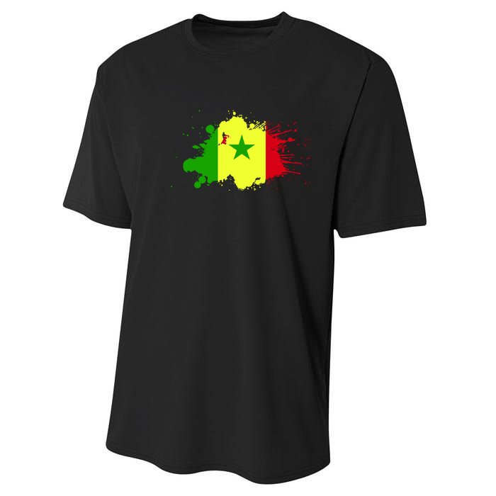 Senegal Flag Grunge Performance Sprint T-Shirt