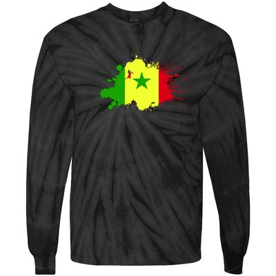 Senegal Flag Grunge Tie-Dye Long Sleeve Shirt