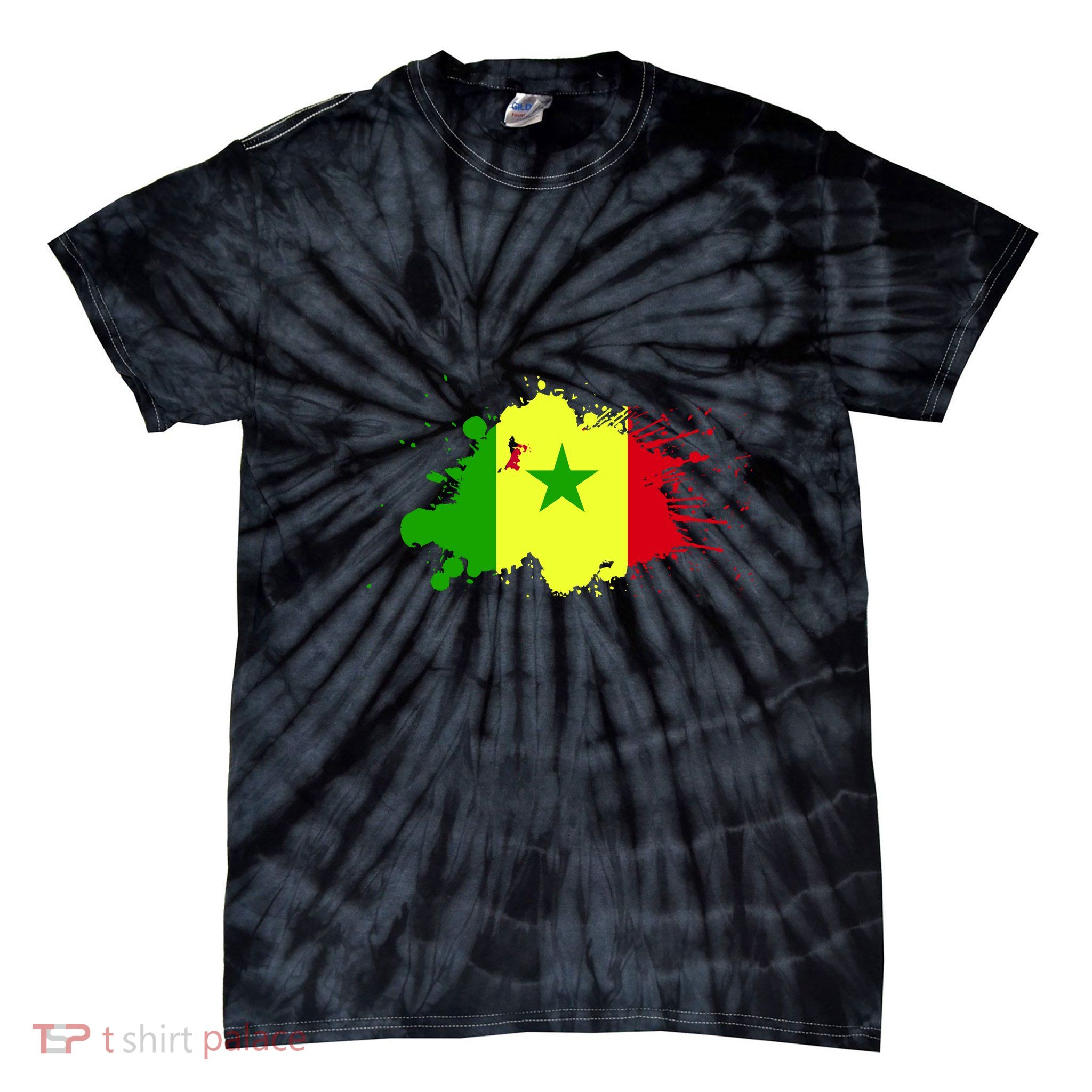Senegal Flag Grunge Tie-Dye T-Shirt