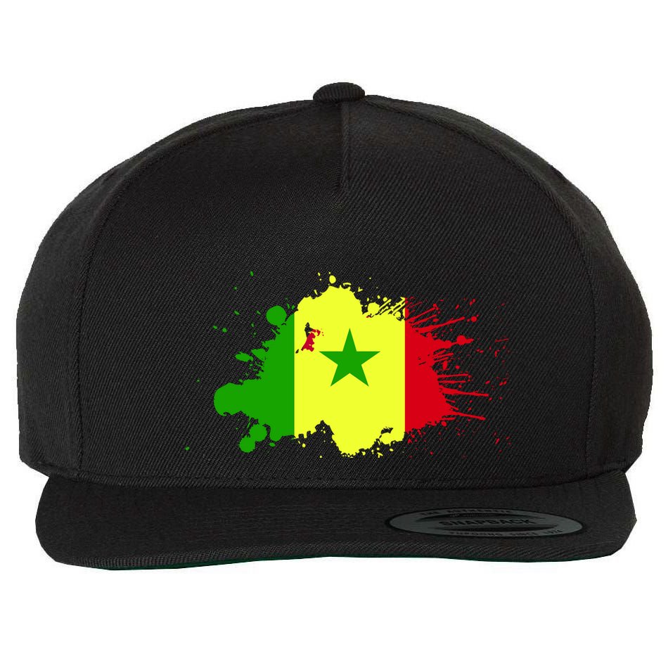 Senegal Flag Grunge Wool Snapback Cap