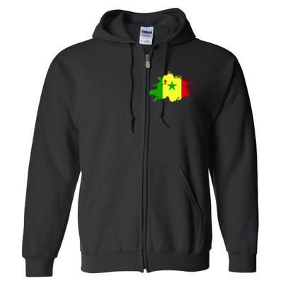 Senegal Flag Grunge Full Zip Hoodie