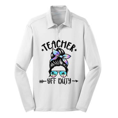 Summer End Of School Year Teacher Off Duty Silk Touch Performance Long Sleeve Polo