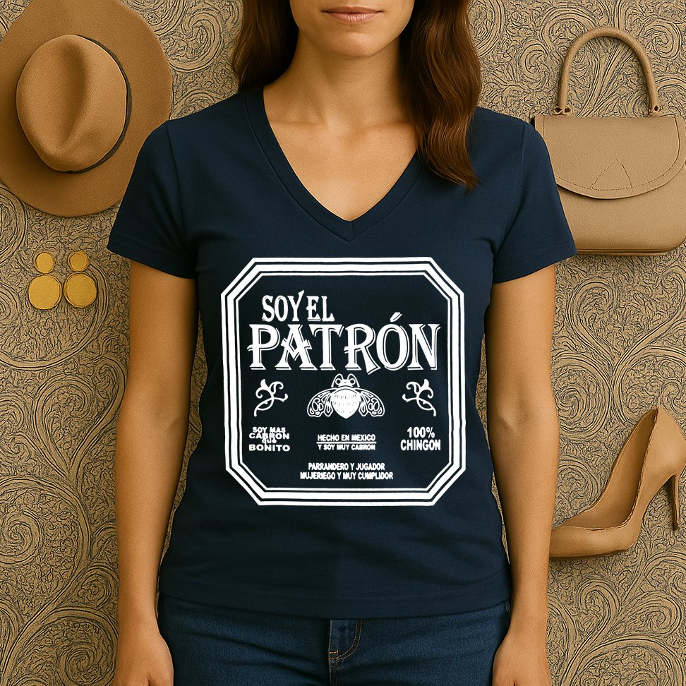 SOY EL PATRON LATINO FUNNY Women's V-Neck T-Shirt