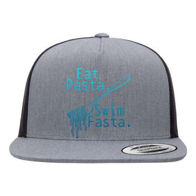 Swimming Eat Pasta Swim Fasta Funny Swimmer Flat Bill Trucker Hat