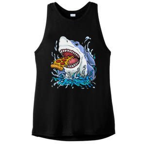 Shark Eating Pizza Ladies PosiCharge Tri-Blend Wicking Tank