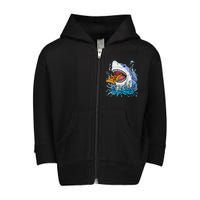 Shark Eating Pizza Toddler Zip Fleece Hoodie