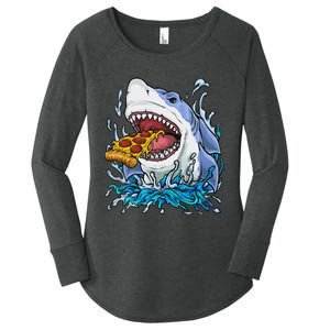 Shark Eating Pizza Women's Perfect Tri Tunic Long Sleeve Shirt