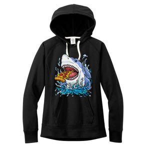 Shark Eating Pizza Women's Fleece Hoodie