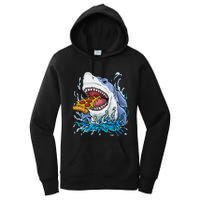 Shark Eating Pizza Women's Pullover Hoodie