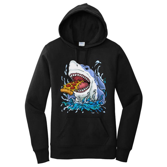 Shark Eating Pizza Women's Pullover Hoodie