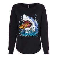 Shark Eating Pizza Womens California Wash Sweatshirt